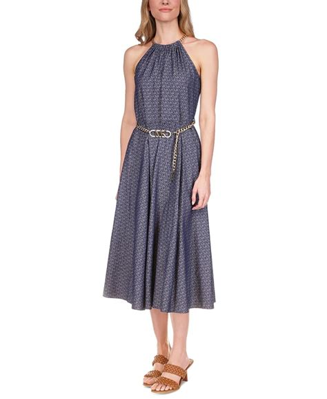 michael michael kors solid chain halter dress 